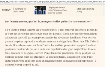 Thierry Willemarck, "patron des patrons" de Bruxelles, déclarant sans honte que les "maghrébins" manquent de "coups de pied au cul"