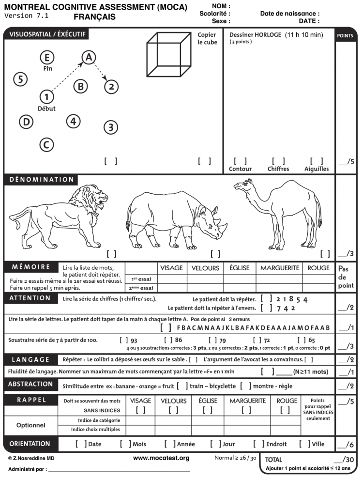 Montreal Cognitive Assessment (MOCA)