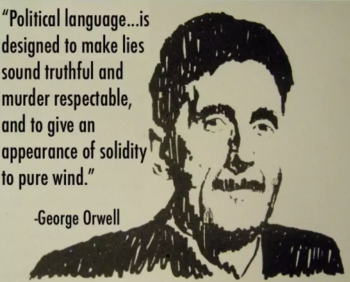 Du concept de novlangue créé par Georges Orwell pour son roman 1984 sur base de l'English Basic.